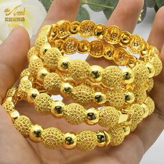 Designer African Bracelet: 24K Gold-Colored Bangles for Women, Luxury Wedding Jewelry - Flexi Africa - www.flexiafrica.com