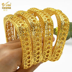 Designer African Bracelet: 24K Gold-Colored Bangles for Women, Luxury Wedding Jewelry - Flexi Africa - www.flexiafrica.com