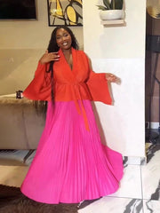 Elegant 2PC Party Set for Women – Belted Batwing Sleeve Top & A - Line Maxi Dress - Free Delivery Worldwide only at Flexi Africa