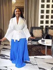 Elegant 2PC Party Set for Women – Belted Batwing Sleeve Top & A - Line Maxi Dress - Free Delivery Worldwide only at Flexi Africa