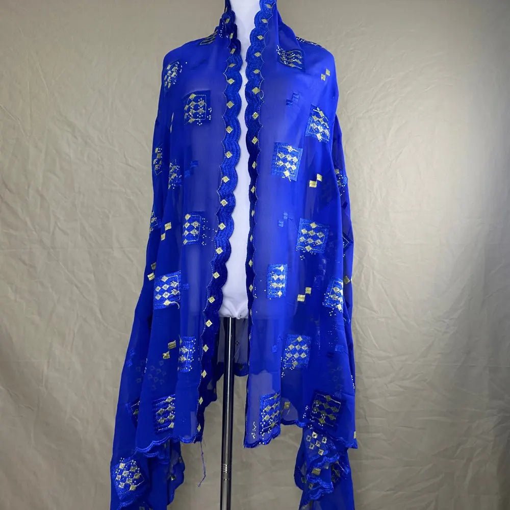 Elegant African Chiffon Hijab for Women – Embroidered Pashmina Shawl Headscarf - Free Delivery Worldwide only at Flexi Africa