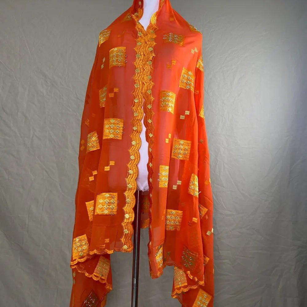 Elegant African Chiffon Hijab for Women – Embroidered Pashmina Shawl Headscarf - Free Delivery Worldwide only at Flexi Africa