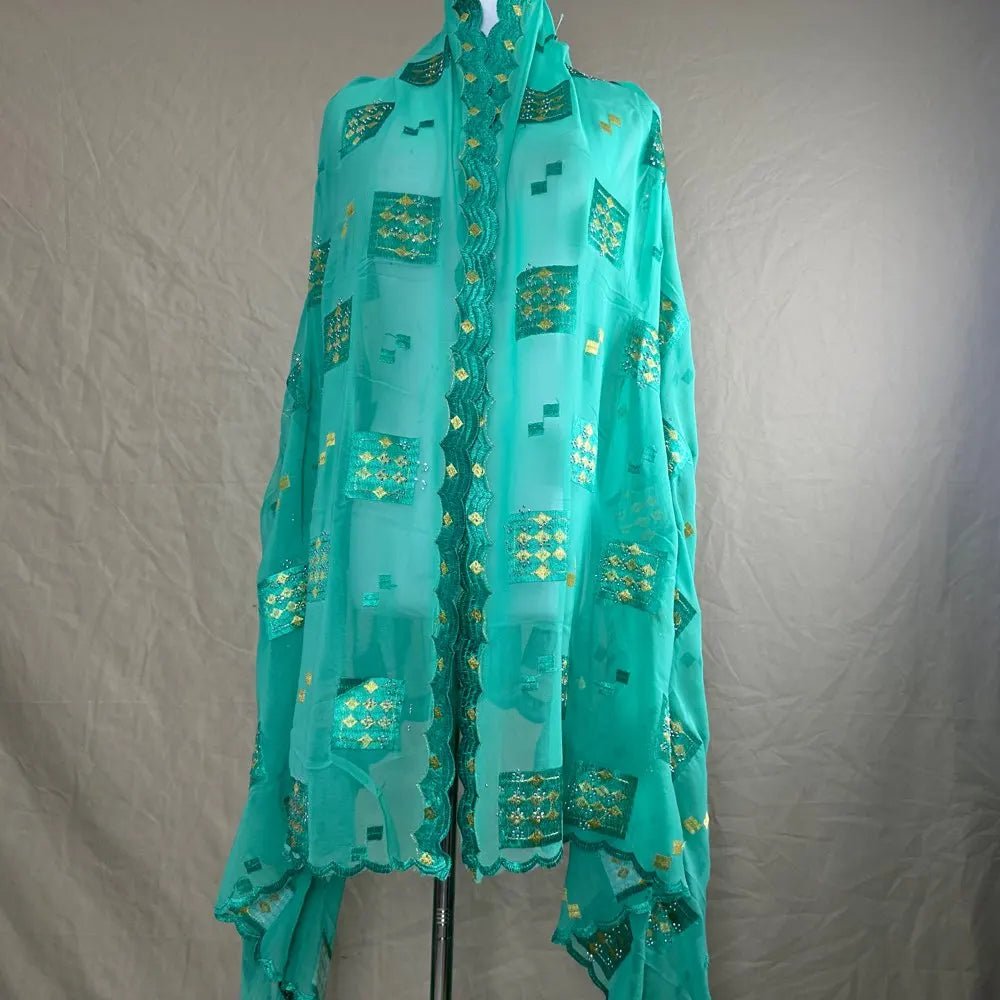 Elegant African Chiffon Hijab for Women – Embroidered Pashmina Shawl Headscarf - Free Delivery Worldwide only at Flexi Africa