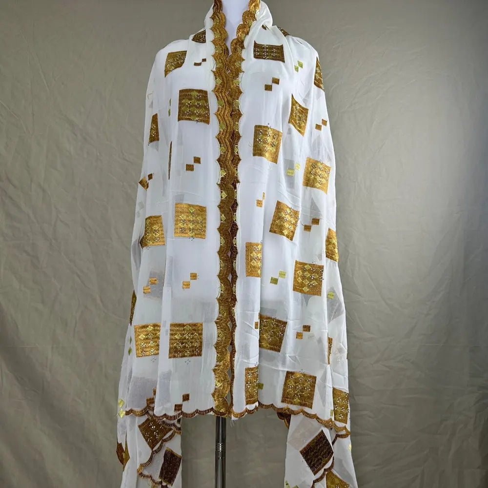 Elegant African Chiffon Hijab for Women – Embroidered Pashmina Shawl Headscarf - Free Delivery Worldwide only at Flexi Africa