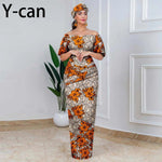 Elegant African Off - Shoulder Maxi Dress with Matching Headscarf & Earrings - Free Delivery Worldwide only at Flexi Africa