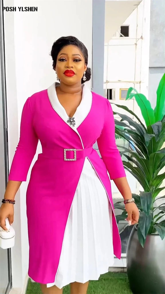 Elegant African Pleated Patchwork Maxi Dress for Women – Sleeveless Summer Party Dress - Free Delivery Worldwide only at Flexi Africa