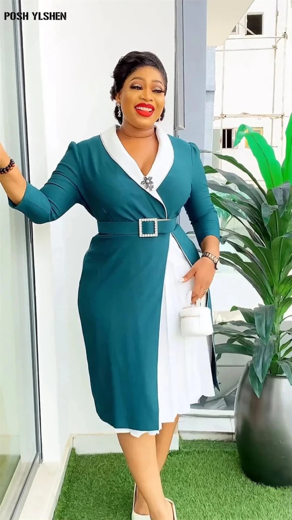 Elegant African Pleated Patchwork Maxi Dress for Women – Sleeveless Summer Party Dress - Free Delivery Worldwide only at Flexi Africa