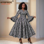 Elegant African Print Long Dress – Flare Sleeve Dashiki Maxi Style for Women - Free Delivery Worldwide only at Flexi Africa