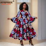 Elegant African Print Long Dress – Flare Sleeve Dashiki Maxi Style for Women - Free Delivery Worldwide only at Flexi Africa