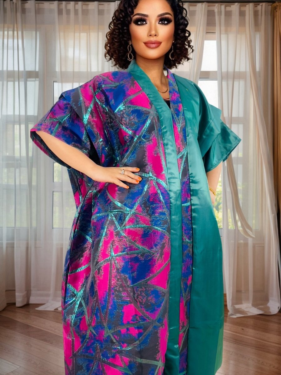 Elegant African Women’s Ethnic Dress – Jacquard Satin Finish - Free Delivery Worldwide only at Flexi Africa