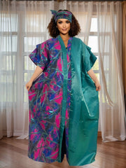 Elegant African Women’s Ethnic Dress – Jacquard Satin Finish - Free Delivery Worldwide only at Flexi Africa
