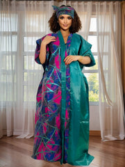 Elegant African Women’s Ethnic Dress – Jacquard Satin Finish - Free Delivery Worldwide only at Flexi Africa
