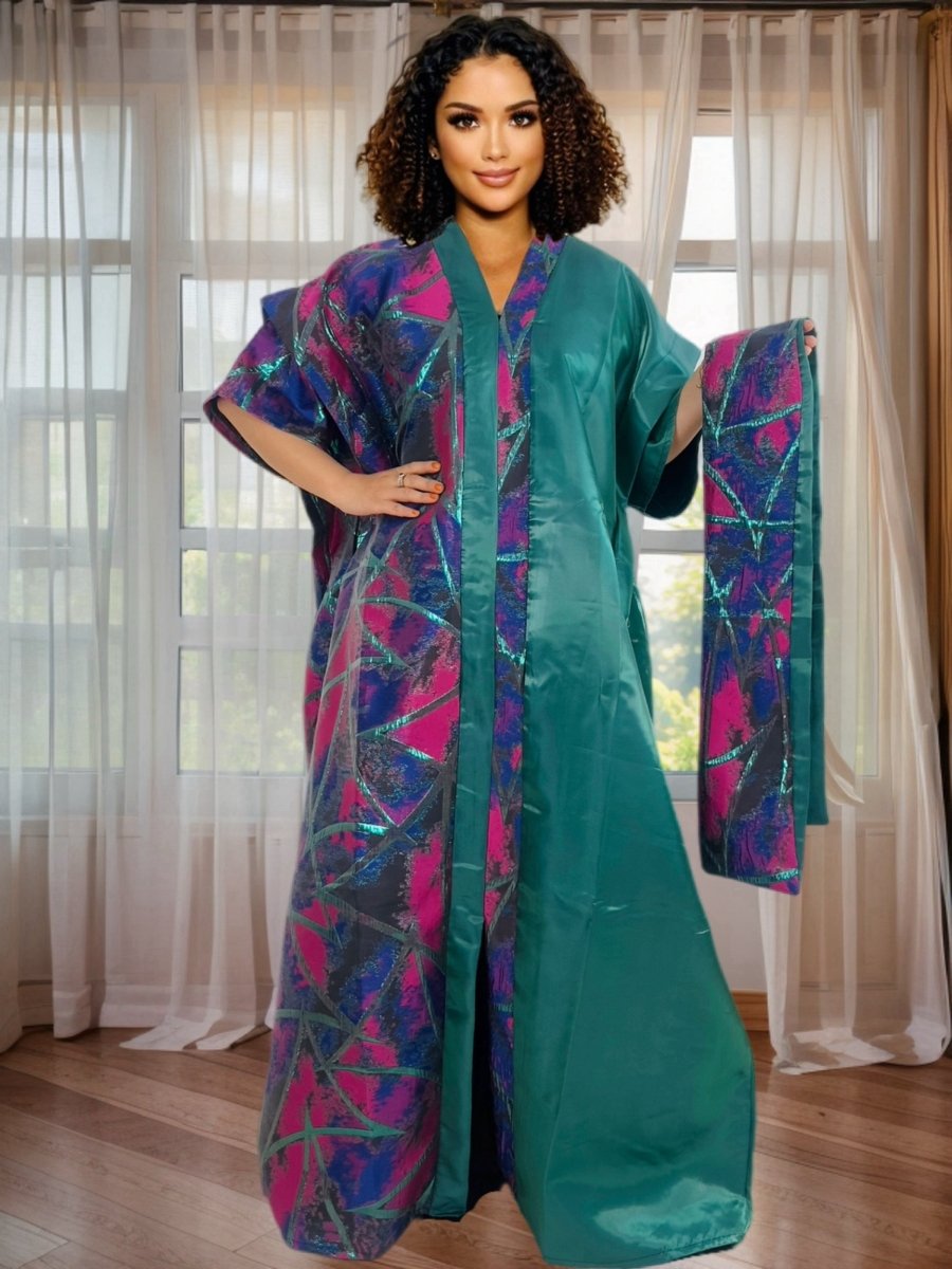 Elegant African Women’s Ethnic Dress – Jacquard Satin Finish - Free Delivery Worldwide only at Flexi Africa