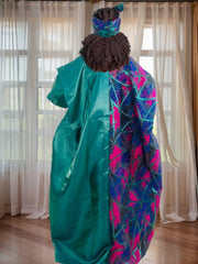 Elegant African Women’s Ethnic Dress – Jacquard Satin Finish - Free Delivery Worldwide only at Flexi Africa