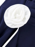 Elegant Colorblock Bodycon Church Dress — O‑Neck, Long Sleeve, 3D Flower Tiered Ruffles - Free Delivery Worldwide only at Flexi Africa