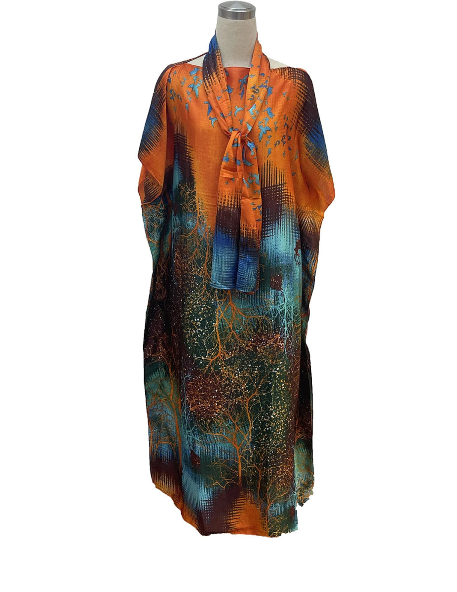 Elegant Plus - Size African Bohemian Silk Kaftan Dress – Loose - Fit Traditional Abaya - Free Delivery Worldwide only at Flexi Africa