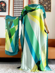 Elegant Printed Abayas: Soft, Loose-Fit Robes with Matching Scarves for Modern Muslim Women's Summer Fashion - Flexi Africa