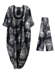 Embroidered Vintage Graphic Print Kaftan Dress, Vintage Crew Neck Loose Maxi Dress With Hijab, Women's Clothing - Free Delivery Worldwide only at Flexi Africa