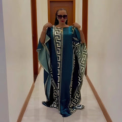 fashion african dresses for woman digital printing evening dress batwing sleeve african dresses for women 2024 - Free Delivery Worldwide only at Flexi Africa