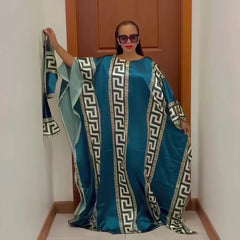 fashion african dresses for woman digital printing evening dress batwing sleeve african dresses for women 2024 - Free Delivery Worldwide only at Flexi Africa