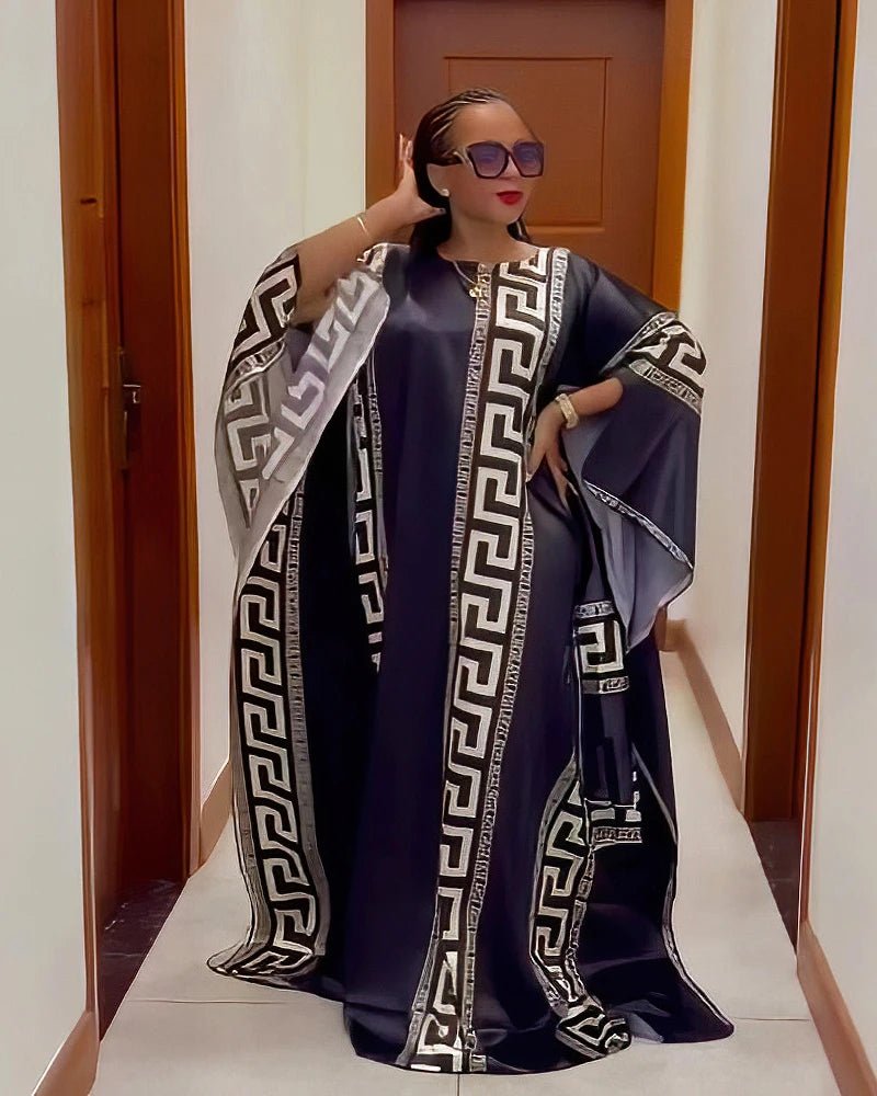fashion african dresses for woman digital printing evening dress batwing sleeve african dresses for women 2024 - Free Delivery Worldwide only at Flexi Africa
