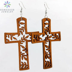 Fashion Laser-Cut Wooden African Map Drop Earrings: Traditional Ethnic Pendant Dangle Jewelry for Women - Flexi Africa