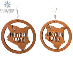 Fashion Laser-Cut Wooden African Map Drop Earrings: Traditional Ethnic Pendant Dangle Jewelry for Women - Flexi Africa