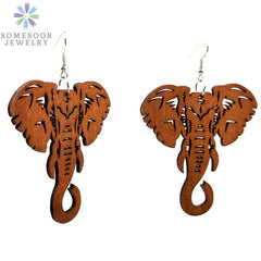 Fashion Laser-Cut Wooden African Map Drop Earrings: Traditional Ethnic Pendant Dangle Jewelry for Women - Flexi Africa