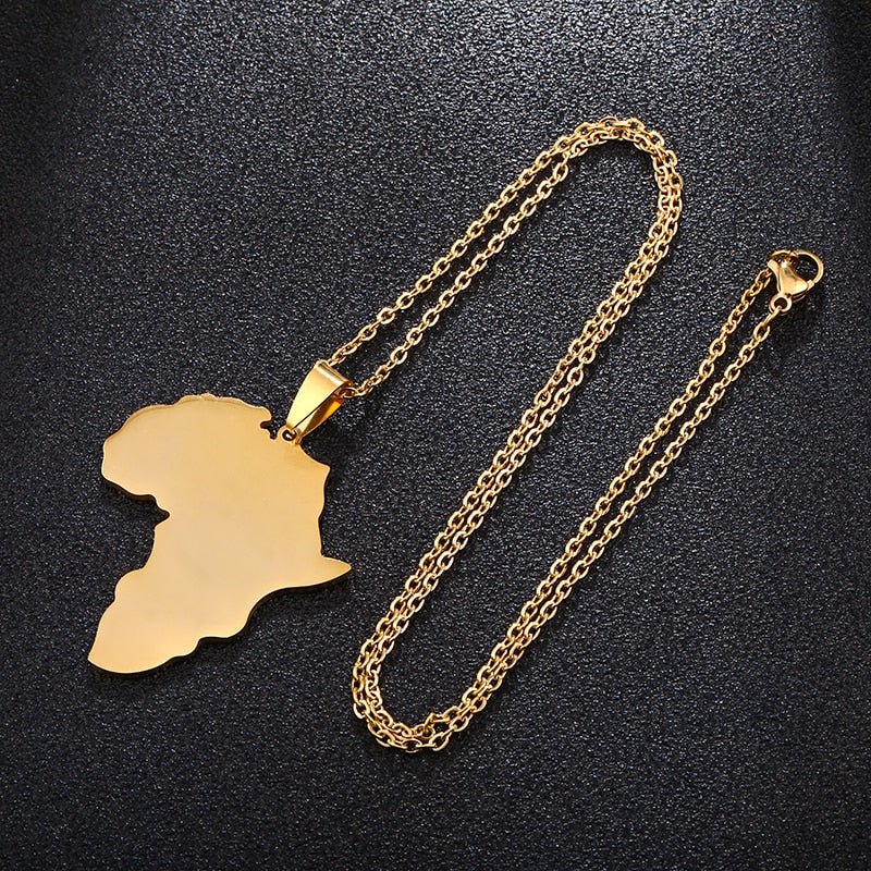 Fashion Selling African Map Pendant Necklaces Men Women Stainless Steel Gold Color Africa Map Jewelry Gift - Flexi Africa