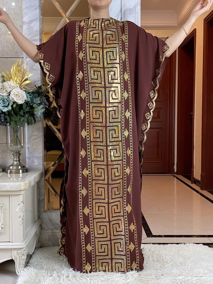 Fashionable African Party Abaya Dress: High - Quality, Comfortable Fabric with Sequin Embroidery for Women - Free Delivery Worldwide only at Flexi Africa