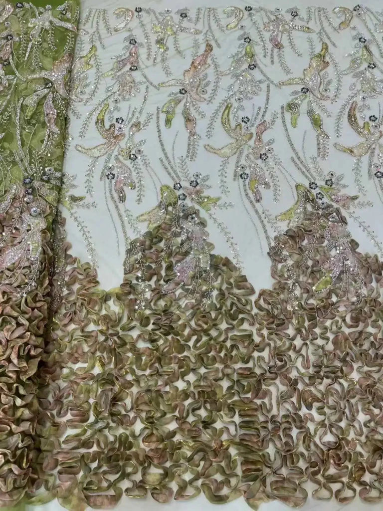 Flower Fabric Nigerian African Fabric for Couture Sewing – Wedding, Evening & Prom Dress - Free Delivery Worldwide only at Flexi Africa