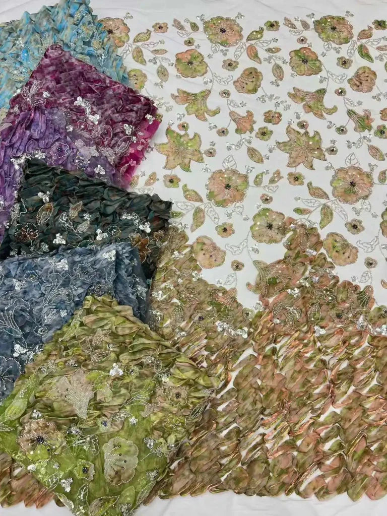 Flower Fabric Nigerian African Fabric for Couture Sewing – Wedding, Evening & Prom Dress - Free Delivery Worldwide only at Flexi Africa