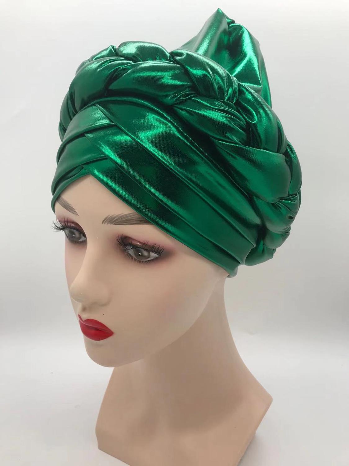 Forehead Braids Turban Cap Shimmering African Headtie, Head Wraps, Muslim Headscarf, Bonnet Ready Hijab Hat - Flexi Africa