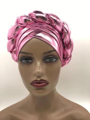 Forehead Braids Turban Cap Shimmering African Headtie, Head Wraps, Muslim Headscarf, Bonnet Ready Hijab Hat - Flexi Africa