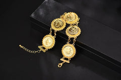 Gold Coin Necklace and Bracelet Jewelry Set for Women & Men – Middle Eastern African Inspired Gift - Free Delivery Worldwide only at Flexi Africa