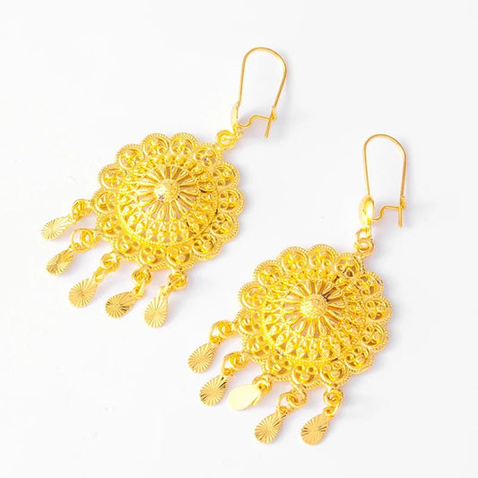 Gold - Tone Earrings for Women & Girls – Middle Eastern, Arabic, and African Ethnic Ornament - Free Delivery Worldwide only at Flexi Africa