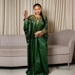 Green Luxury African Abaya – Embroidered Plus Size Dress for Elegant Occasions - Free Delivery Worldwide only at Flexi Africa