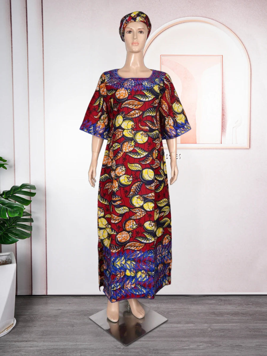 H&D New African Dresses For Women Embroidery Bazin Floral Boho Dresses Ankara Rich Long Robes Tradition Party Wedding Ramadan - Free Delivery Worldwide only at Flexi Africa