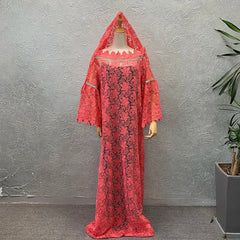 Houseofsd 2024 New Fashion African Style Lace Maxi Dress Traditional Muslim Abaya With Inner & Scarf For Ladies - Free Delivery Worldwide only at Flexi Africa