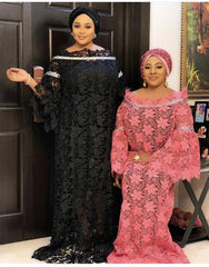 Houseofsd 2024 New Fashion African Style Lace Maxi Dress Traditional Muslim Abaya With Inner & Scarf For Ladies - Free Delivery Worldwide only at Flexi Africa