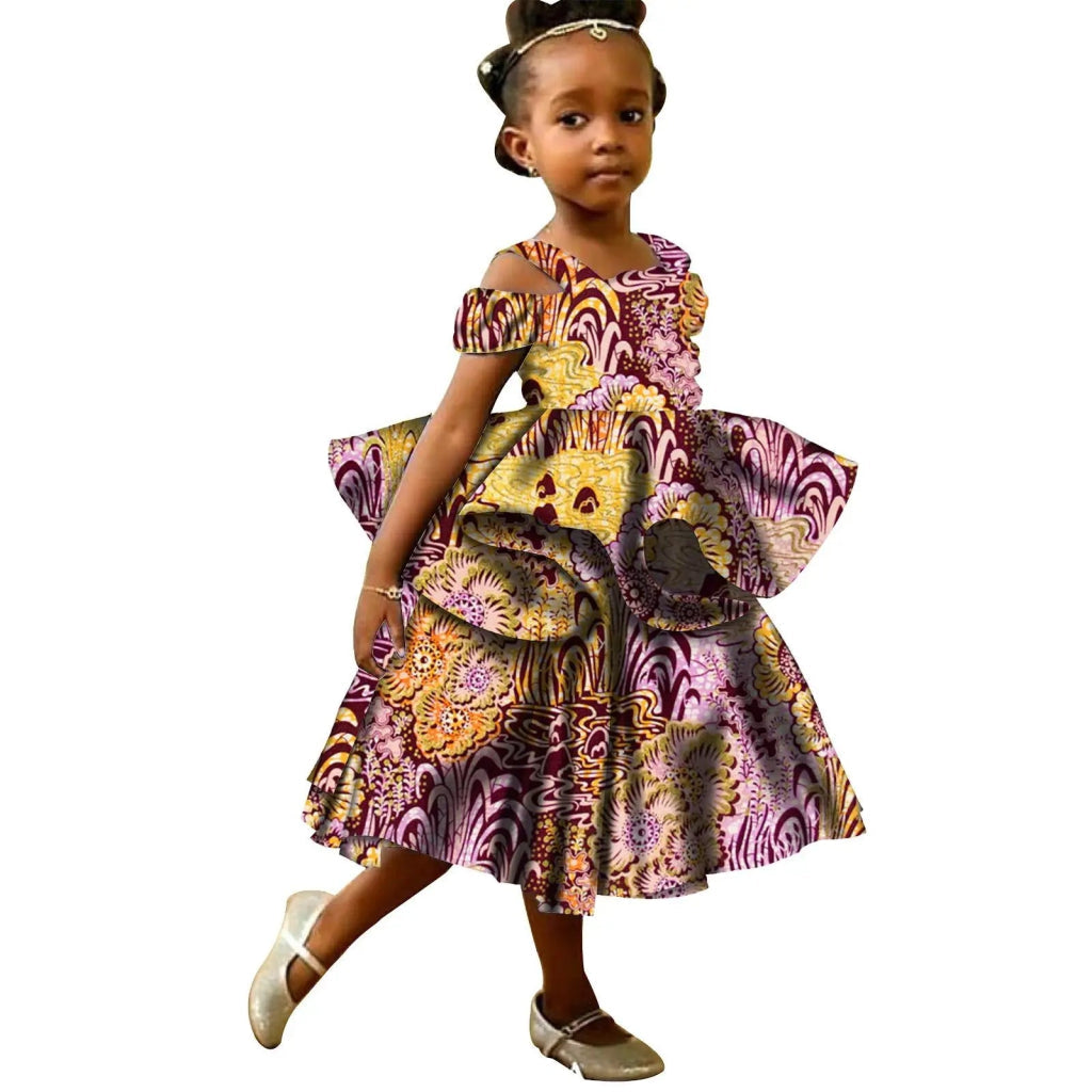 Kids African Print Princess Dress – Sleeveless Ankara Casual Mini Dress for Girls - Free Delivery Worldwide only at Flexi Africa