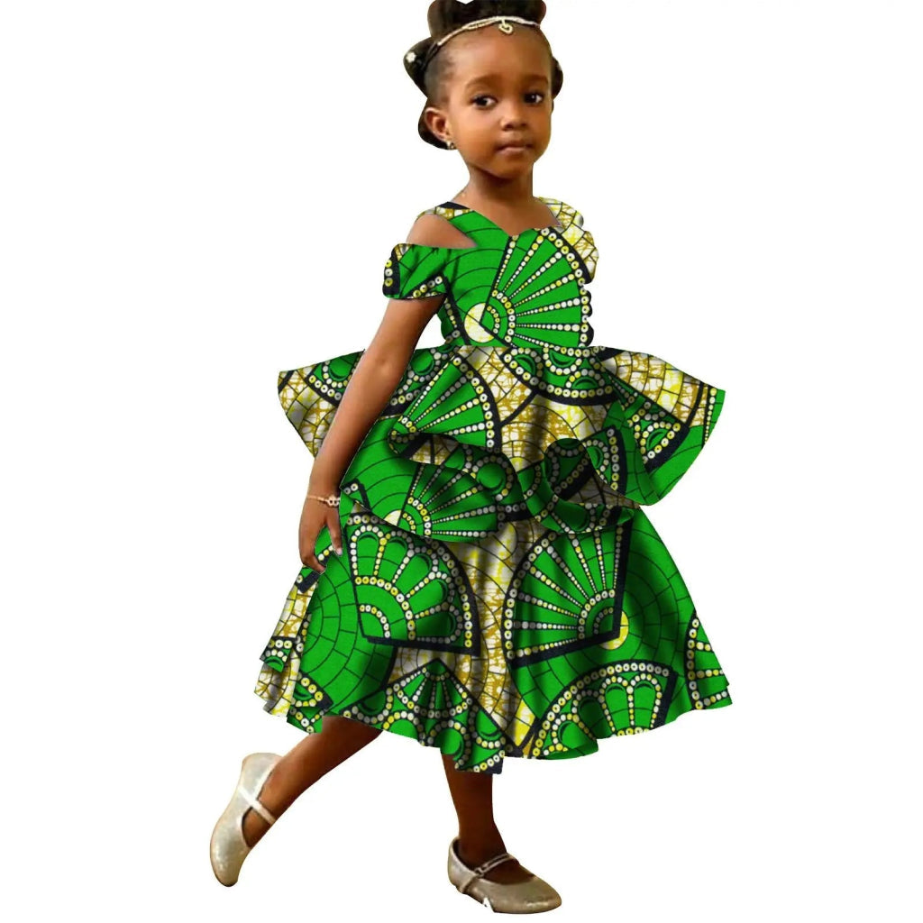 Kids African Print Princess Dress – Sleeveless Ankara Casual Mini Dress for Girls - Free Delivery Worldwide only at Flexi Africa