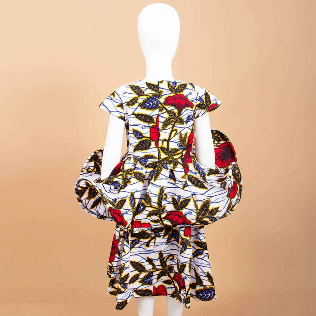 Kids African Print Princess Dress – Sleeveless Ankara Casual Mini Dress for Girls - Free Delivery Worldwide only at Flexi Africa