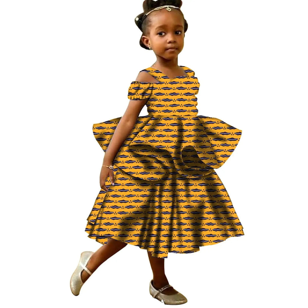 Kids African Print Princess Dress – Sleeveless Ankara Casual Mini Dress for Girls - Free Delivery Worldwide only at Flexi Africa