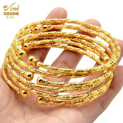 Luxurious African Jewelry: Gold-Toned Copper Bangle Bracelet for Women - Flexi Africa - Free Delivery - www.flexiafrica.com