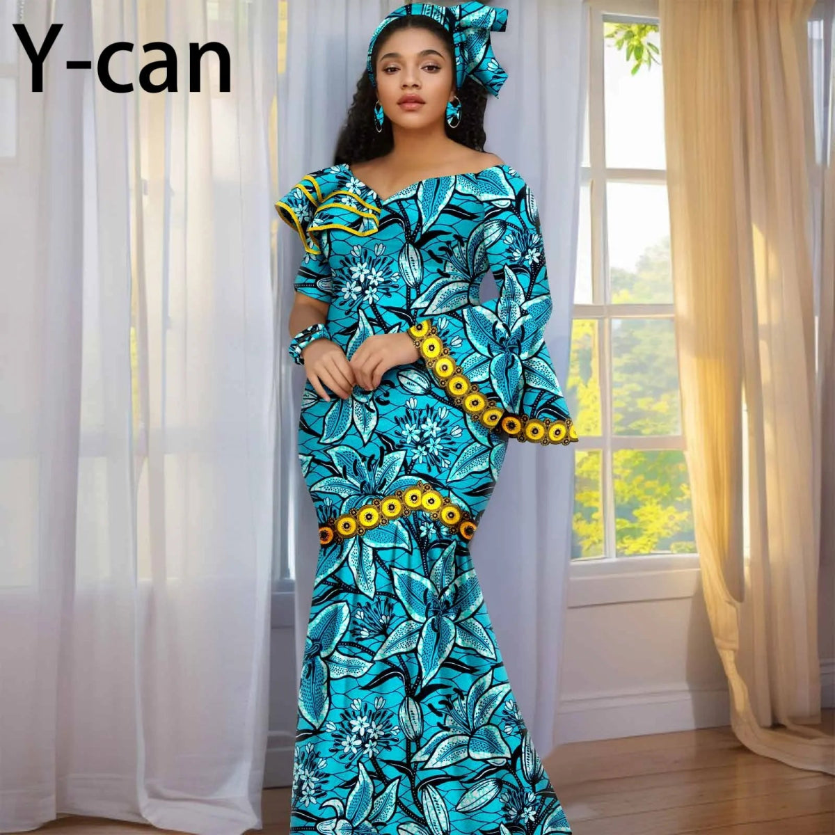 Luxury African Ankara Print Dress – Elegant Slim Fit Gown for Women’s Birthday, Wedding, and Party Events