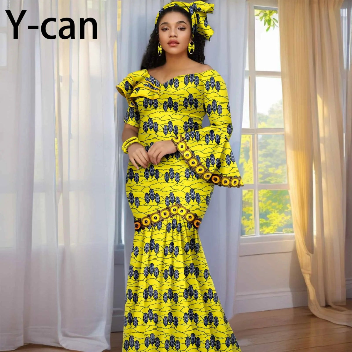 Luxury African Ankara Print Dress – Elegant Slim Fit Gown for Women’s Birthday, Wedding, and Party Events