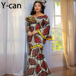 Luxury African Ankara Print Dress – Elegant Slim Fit Gown for Women’s Birthday, Wedding, and Party Events