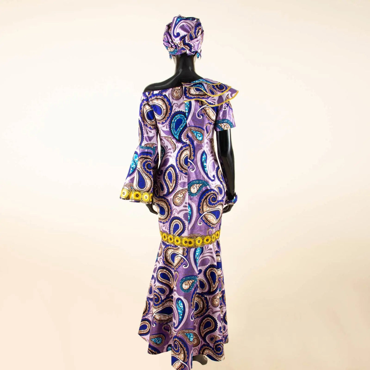 Luxury African Ankara Print Dress – Elegant Slim Fit Gown for Women’s Birthday, Wedding, and Party Events - Free Delivery Worldwide only at Flexi Africa