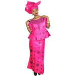 Luxury African Bazin Riche Embroidery Plus Size Elegant Church & Party Dress - Free Delivery Worldwide only at Flexi Africa